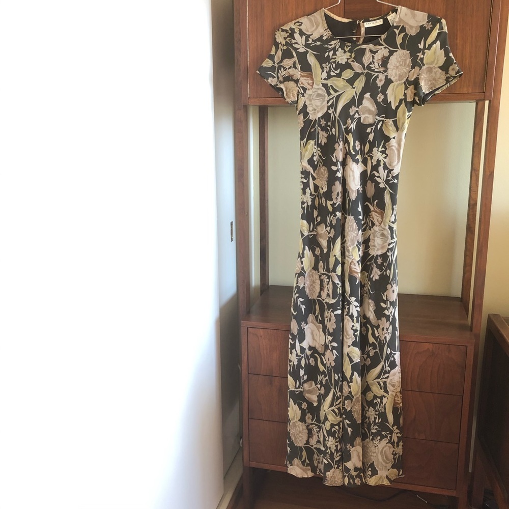 SOLD • silk bias cut floral maxi dress